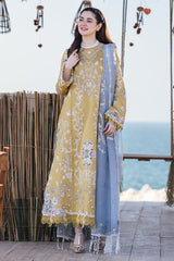 Dhanak-3PC Embroidered Shirt with Organza Embroidered Dupatta- 3145