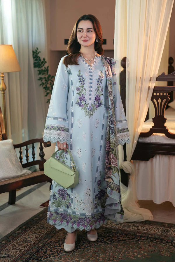 Dhanak-3PC Embroidered Shirt with Digital Printed Wool Shawl-3313