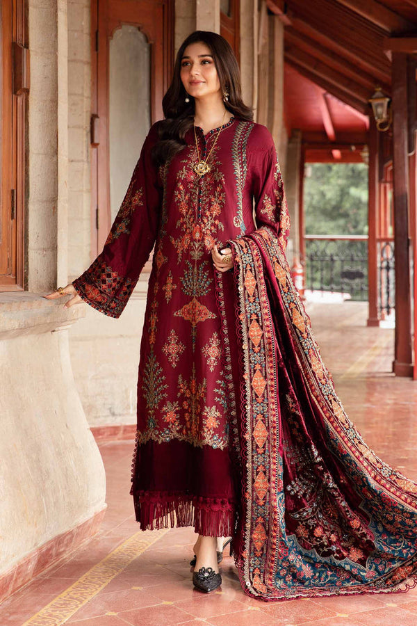 Dhanak-3PC Embroidered Shirt with Digital Printed Wool Shawl - 3430