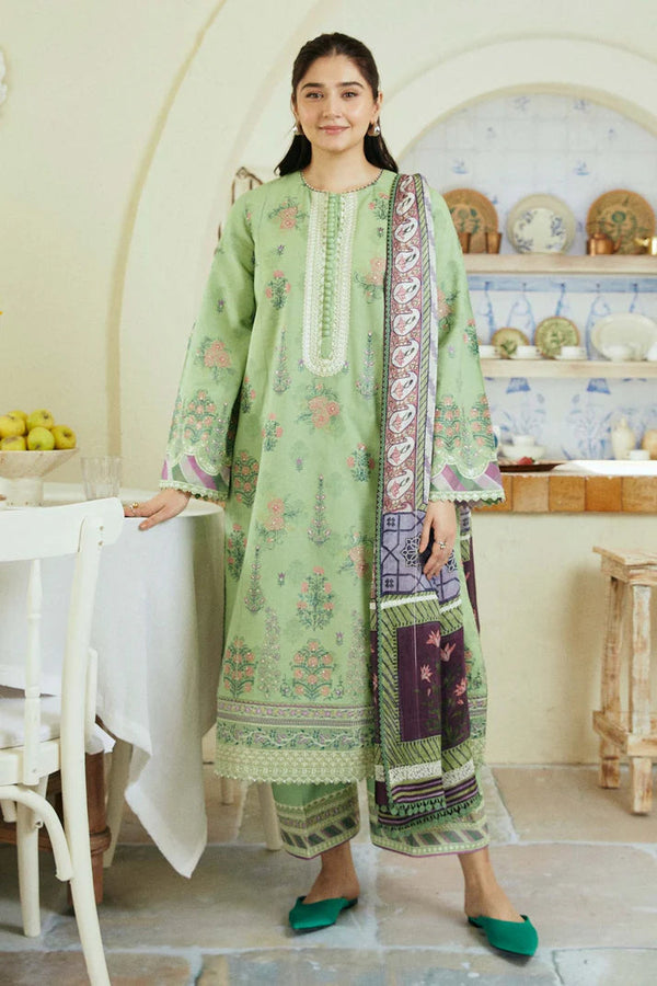 Dhanak-3PC Embroidered Shirt with Digital Printed Wool Shawl -3236